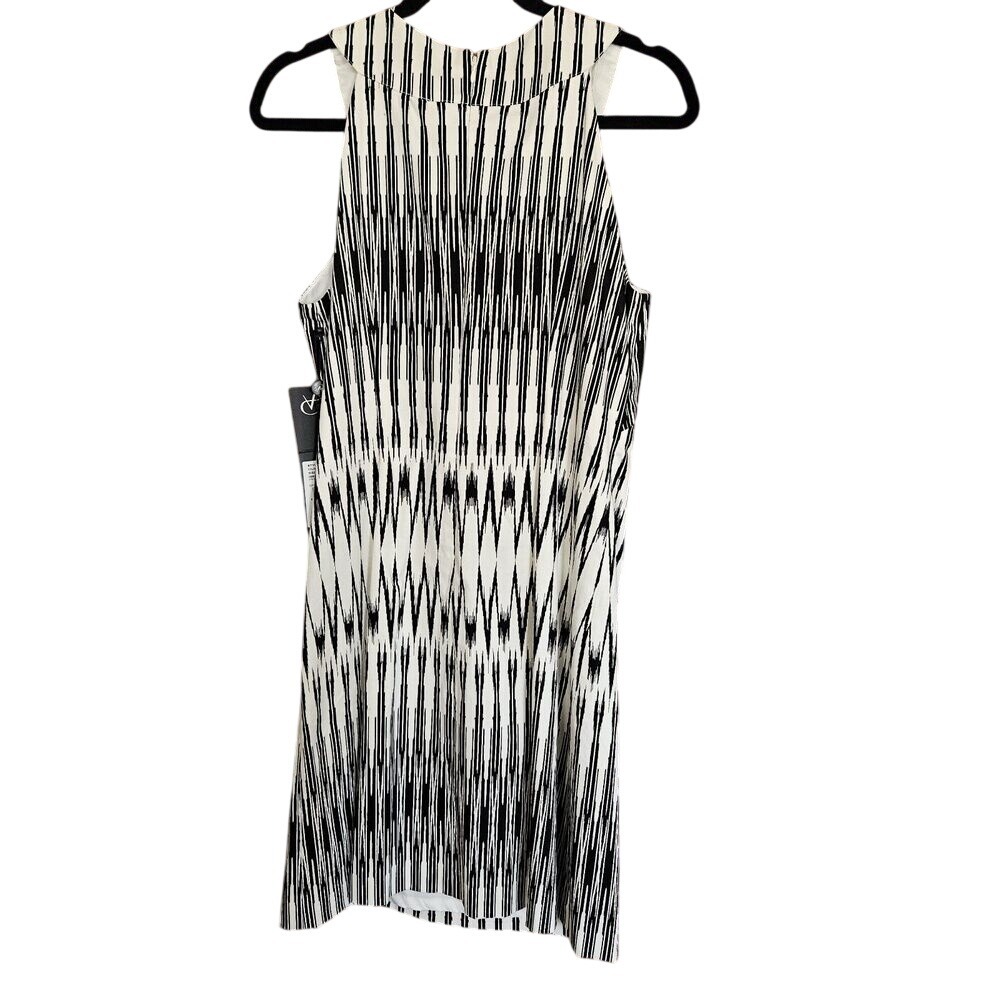 NEW Adrianna Papell Women Dress 10 Black/White Sleeveless Knee Length Polyester - Picture 2 of 9
